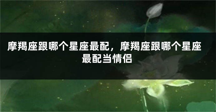 摩羯座跟哪个星座最配，摩羯座跟哪个星座最配当情侣