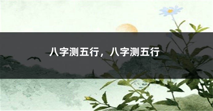 八字测五行，八字测五行