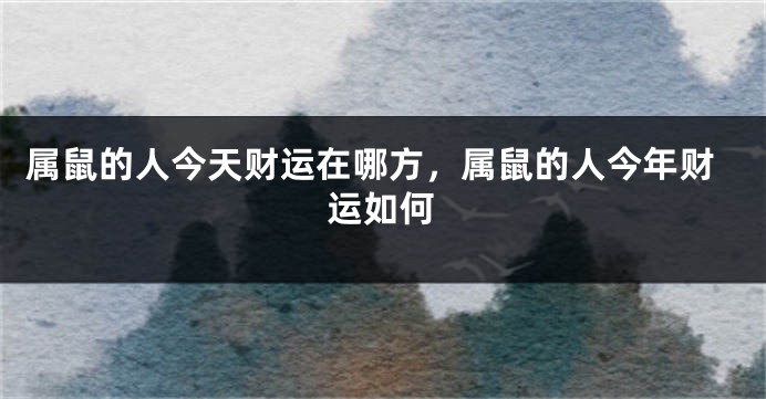 属鼠的人今天财运在哪方，属鼠的人今年财运如何