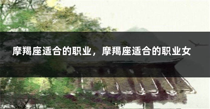 摩羯座适合的职业，摩羯座适合的职业女