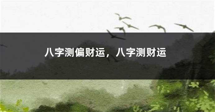 八字测偏财运，八字测财运