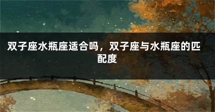 双子座水瓶座适合吗，双子座与水瓶座的匹配度