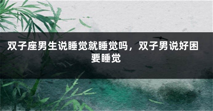 双子座男生说睡觉就睡觉吗，双子男说好困要睡觉