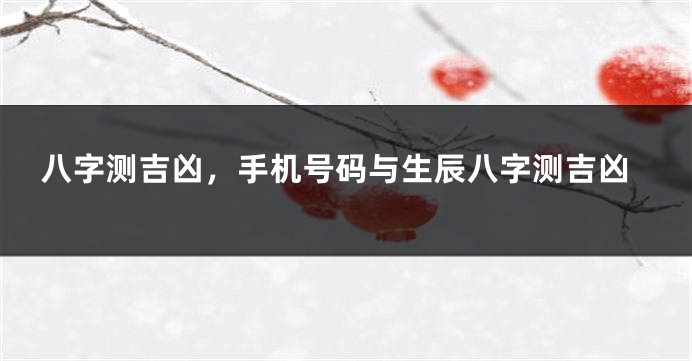 八字测吉凶，手机号码与生辰八字测吉凶