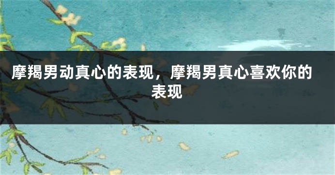 摩羯男动真心的表现，摩羯男真心喜欢你的表现