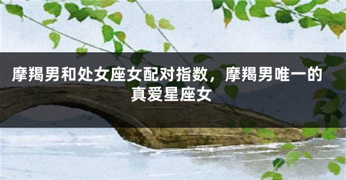 摩羯男和处女座女配对指数，摩羯男唯一的真爱星座女