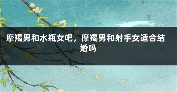 摩羯男和水瓶女吧，摩羯男和射手女适合结婚吗