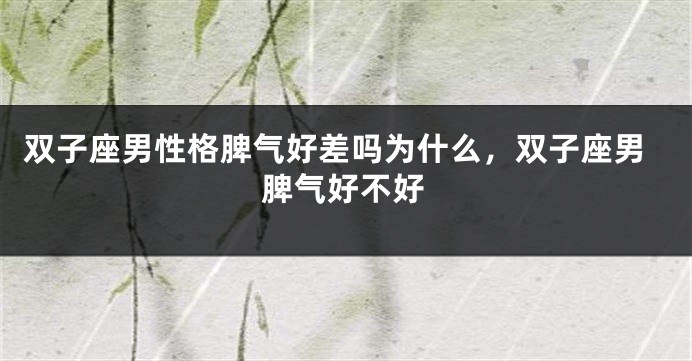 双子座男性格脾气好差吗为什么，双子座男脾气好不好