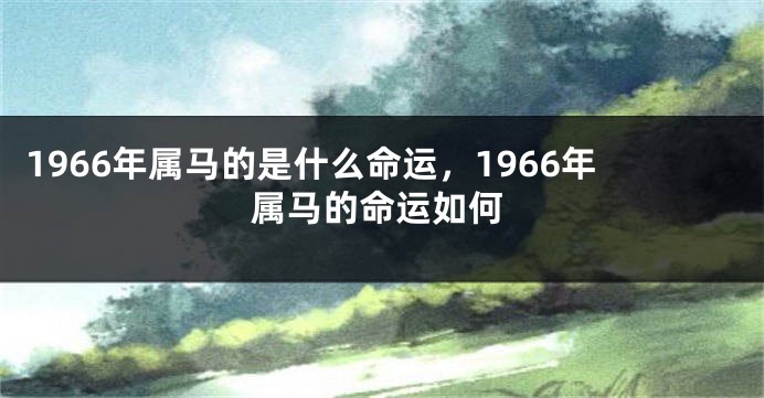1966年属马的是什么命运,1966年属马的命运如何