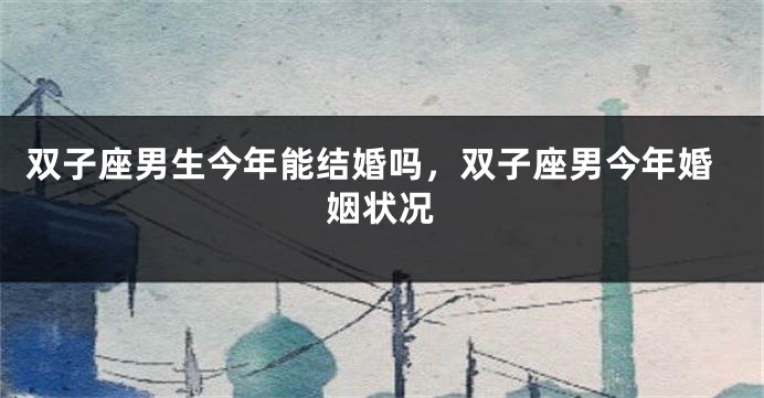 双子座男生今年能结婚吗，双子座男今年婚姻状况