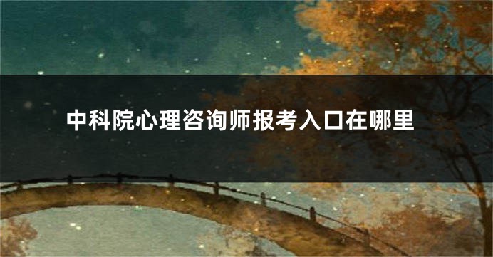 中科院心理咨询师报考入口在哪里