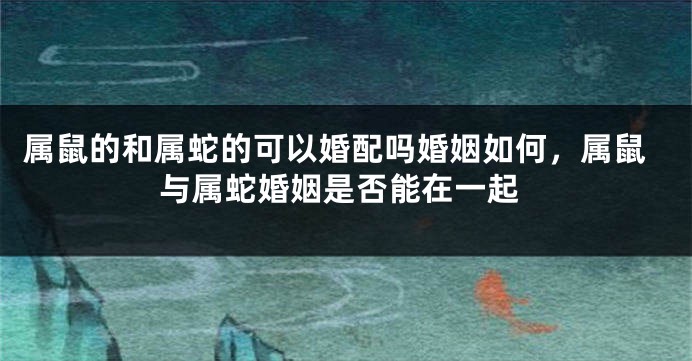 属鼠的和属蛇的可以婚配吗婚姻如何，属鼠与属蛇婚姻是否能在一起