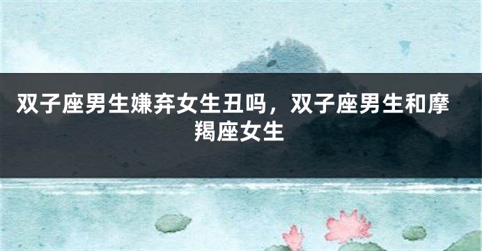 双子座男生嫌弃女生丑吗，双子座男生和摩羯座女生