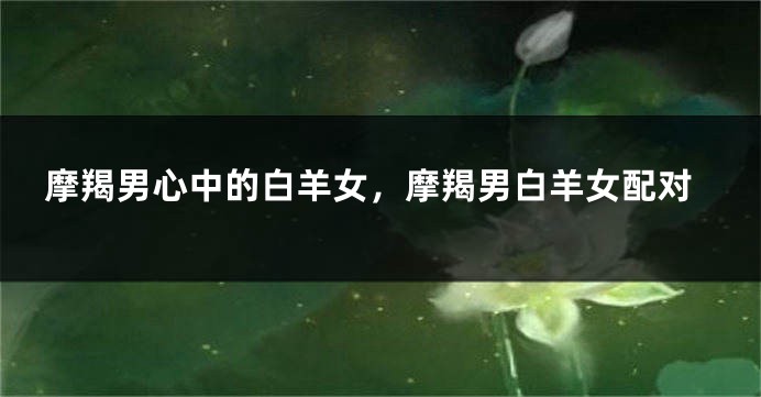 摩羯男心中的白羊女,摩羯男白羊女配对