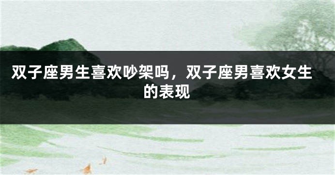 双子座男生喜欢吵架吗，双子座男喜欢女生的表现