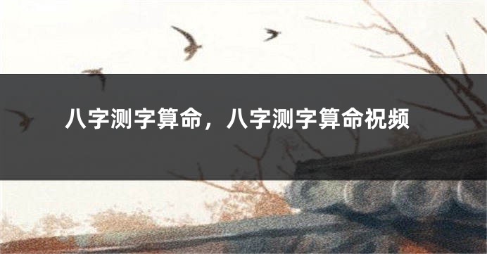 八字测字算命，八字测字算命祝频