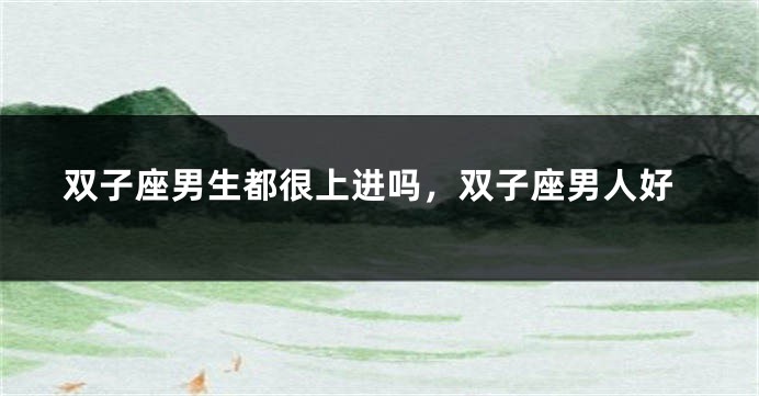 双子座男生都很上进吗，双子座男人好
