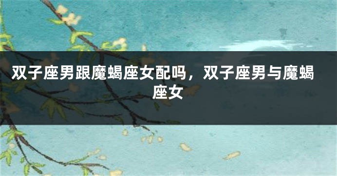 双子座男跟魔蝎座女配吗，双子座男与魔蝎座女