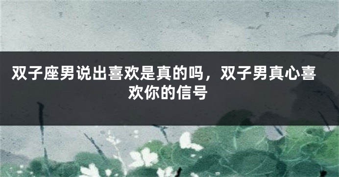 双子座男说出喜欢是真的吗，双子男真心喜欢你的信号