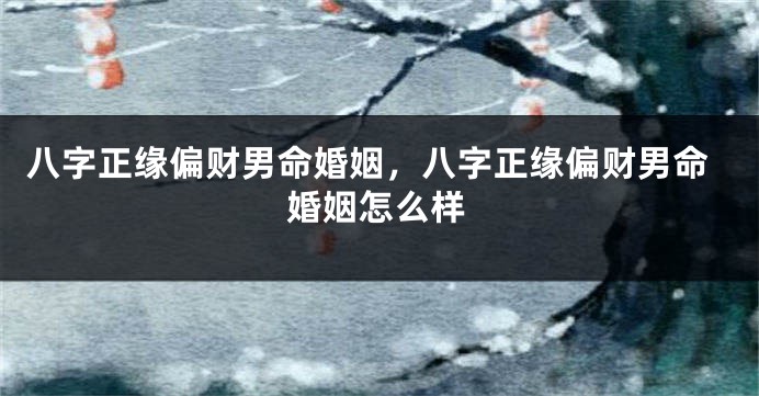 八字正缘偏财男命婚姻，八字正缘偏财男命婚姻怎么样