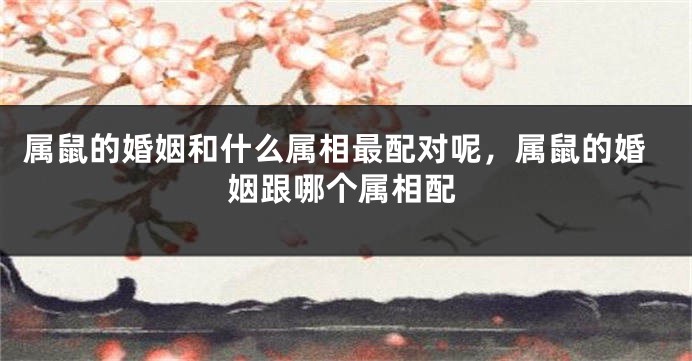 属鼠的婚姻和什么属相最配对呢，属鼠的婚姻跟哪个属相配