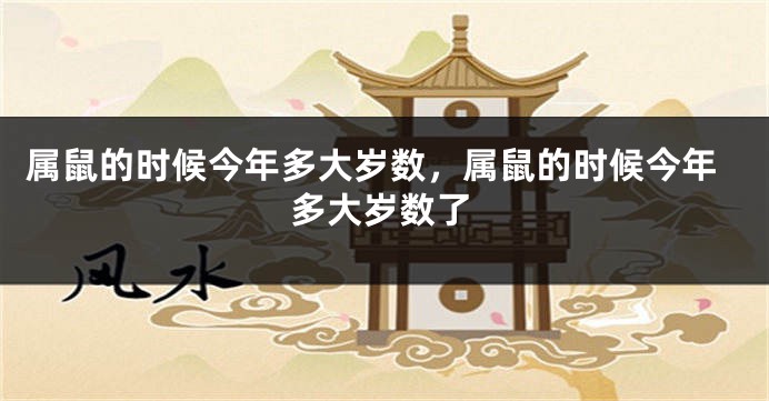 属鼠的时候今年多大岁数，属鼠的时候今年多大岁数了
