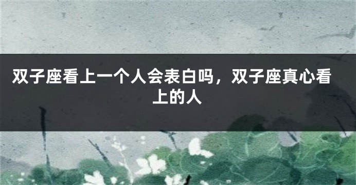 双子座看上一个人会表白吗，双子座真心看上的人