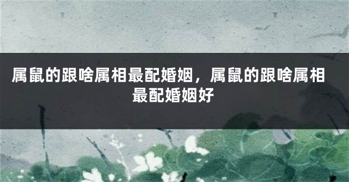 属鼠的跟啥属相最配婚姻，属鼠的跟啥属相最配婚姻好