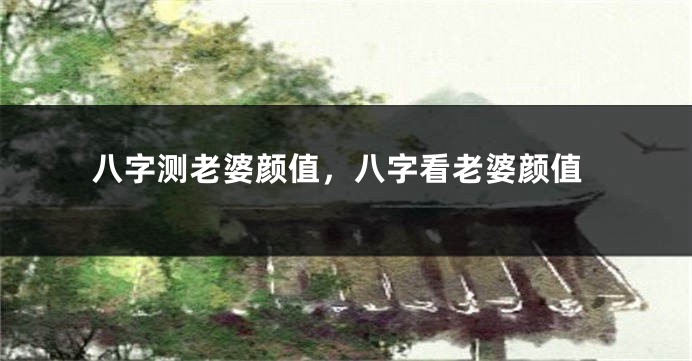 八字测老婆颜值,八字看老婆颜值