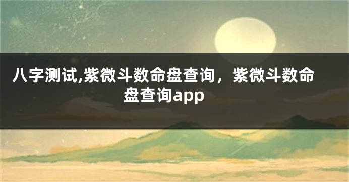 八字测试,紫微斗数命盘查询，紫微斗数命盘查询app