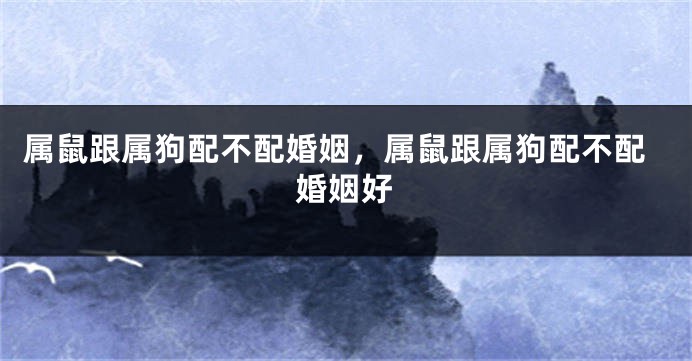 属鼠跟属狗配不配婚姻，属鼠跟属狗配不配婚姻好