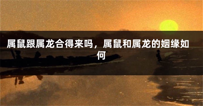 属鼠跟属龙合得来吗，属鼠和属龙的姻缘如何