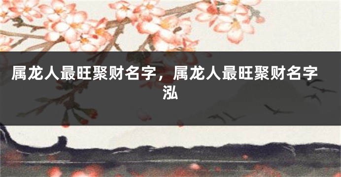 属龙人最旺聚财名字，属龙人最旺聚财名字泓