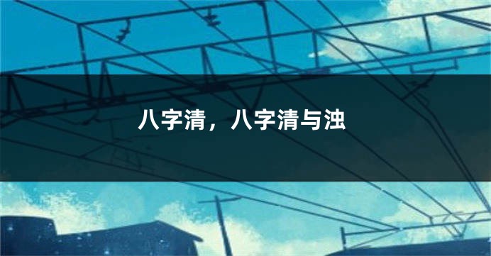 八字清，八字清与浊