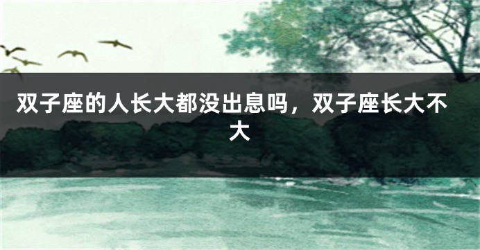 双子座的人长大都没出息吗，双子座长大不大