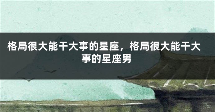 格局很大能干大事的星座，格局很大能干大事的星座男