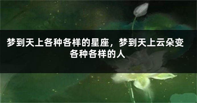 梦到天上各种各样的星座，梦到天上云朵变各种各样的人