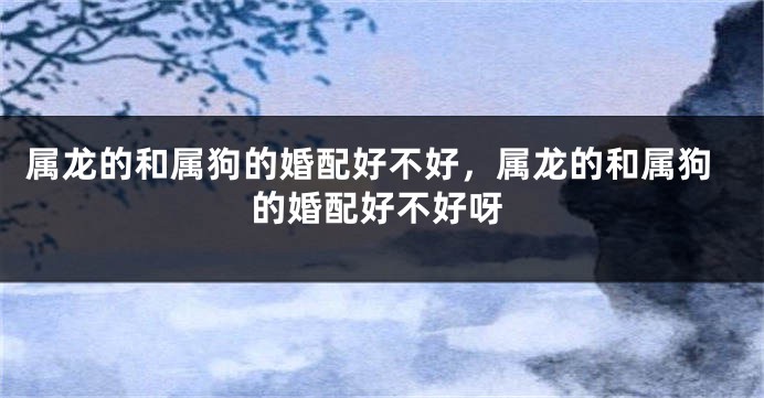 属龙的和属狗的婚配好不好，属龙的和属狗的婚配好不好呀
