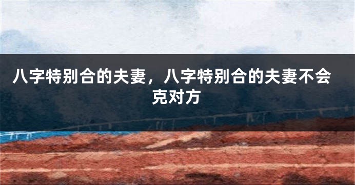 八字特别合的夫妻，八字特别合的夫妻不会克对方