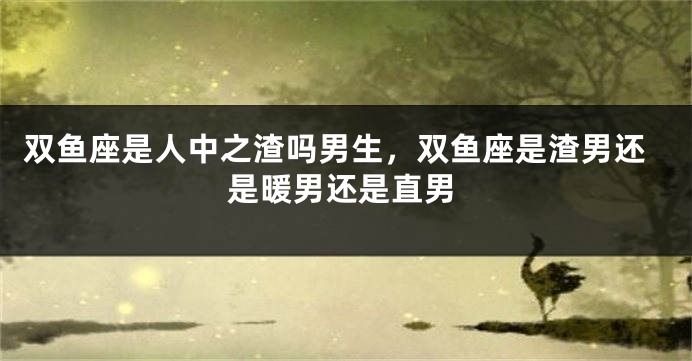 双鱼座是人中之渣吗男生，双鱼座是渣男还是暖男还是直男