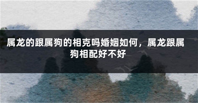 属龙的跟属狗的相克吗婚姻如何，属龙跟属狗相配好不好