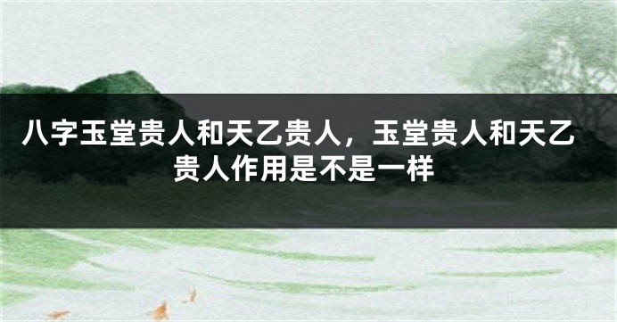 八字玉堂贵人和天乙贵人，玉堂贵人和天乙贵人作用是不是一样