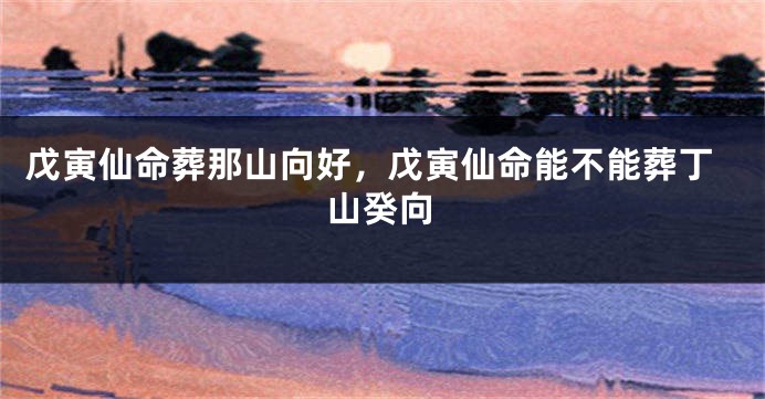 戊寅仙命葬那山向好，戊寅仙命能不能葬丁山癸向