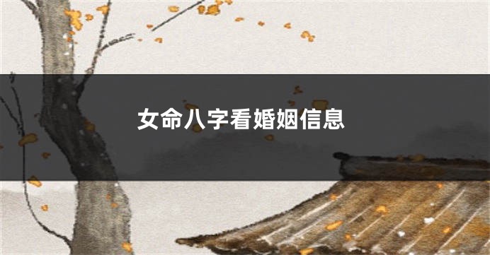 女命八字看婚姻信息