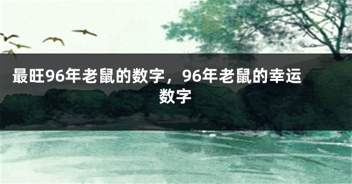 最旺96年老鼠的数字，96年老鼠的幸运数字