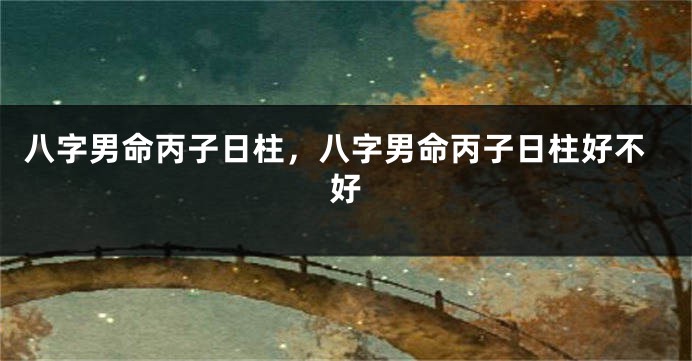 八字男命丙子日柱，八字男命丙子日柱好不好