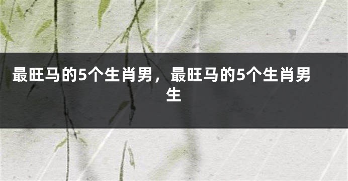 最旺马的5个生肖男，最旺马的5个生肖男生