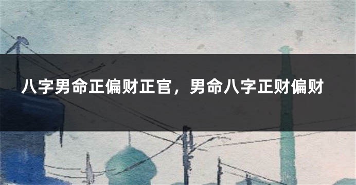 八字男命正偏财正官，男命八字正财偏财