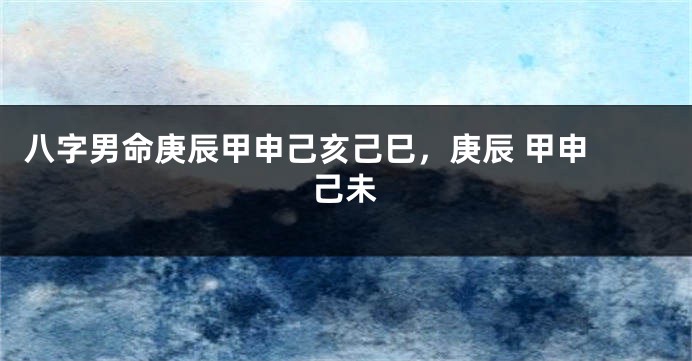 八字男命庚辰甲申己亥己巳，庚辰 甲申 己未