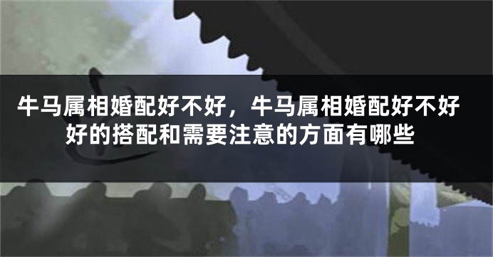 牛马属相婚配好不好，牛马属相婚配好不好好的搭配和需要注意的方面有哪些